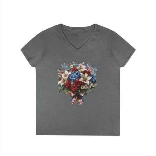 Floral Bouquet Ladies' V-Neck T-Shirt - Perfect for Spring Celebrations - Image 5