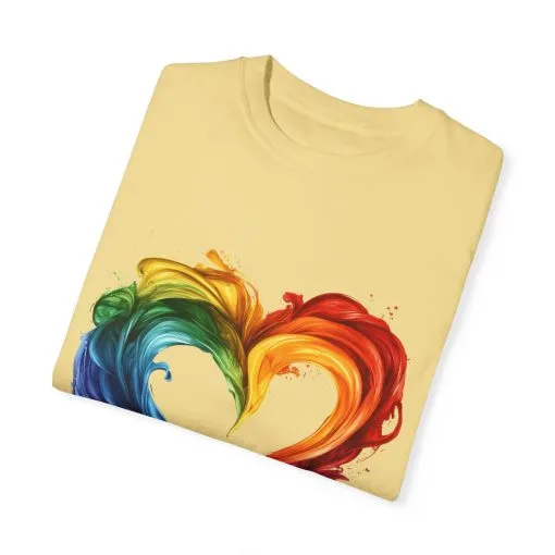 Pride Heart Unisex Garment-Dyed T-shirt - Colorful Rainbow Design for LGBTQ+ Celebration - Image 18