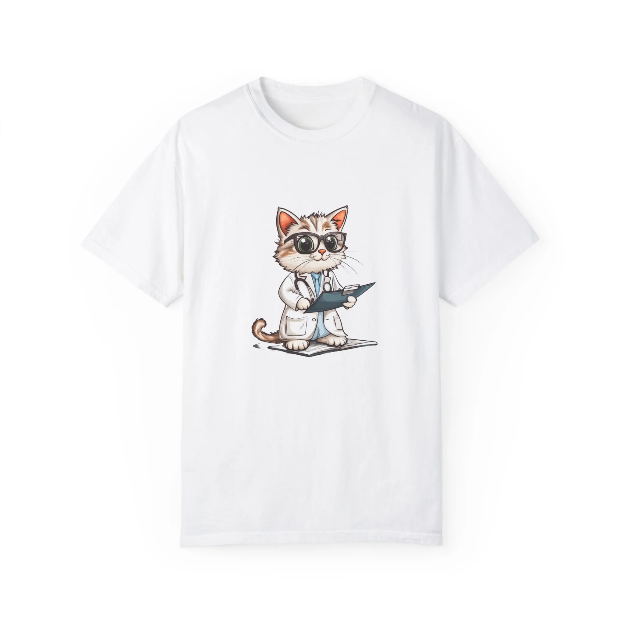 Funny Cat Doctor Unisex Garment-Dyed T-Shirt - Image 5