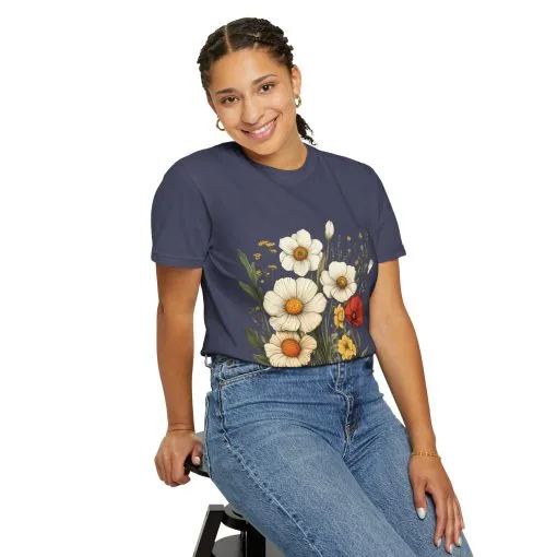 Floral Garden Unisex T-Shirt - Vintage Style Flower Design - Image 28