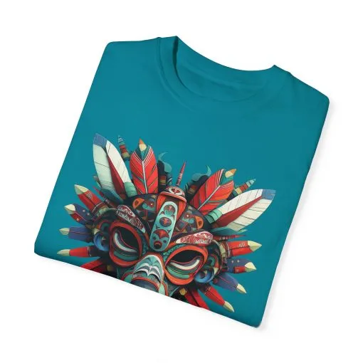 Vibrant Tribal Mask Unisex Garment-Dyed T-Shirt | Unique Festival Fashion - Image 17