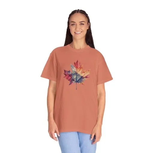 Autumn Maple Leaf Unisex Garment-Dyed T-Shirt - Image 8