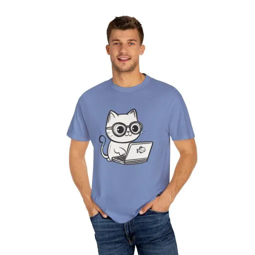 Cute Cat Gamer Unisex Garment-Dyed T-Shirt - Image 23
