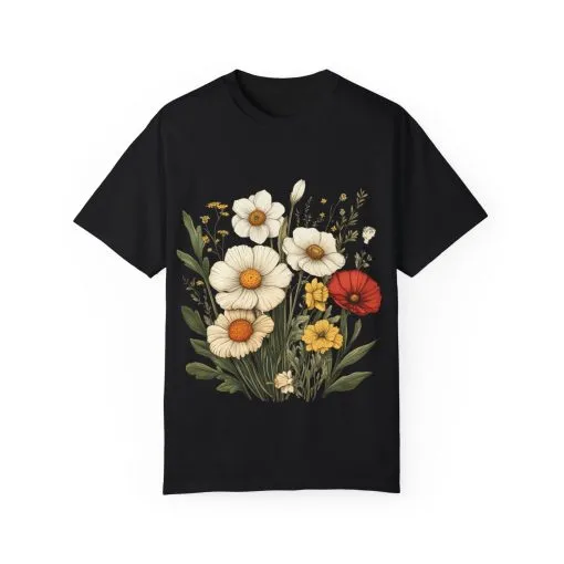 Floral Garden Unisex T-Shirt - Vintage Style Flower Design - Image 33