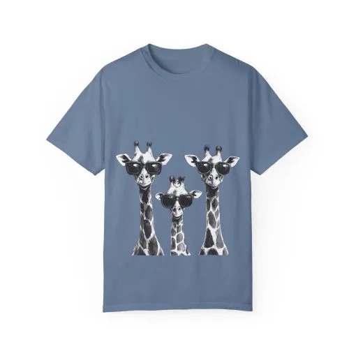 Cool Giraffe Sunglasses Unisex Garment-Dyed T-shirt - Image 21