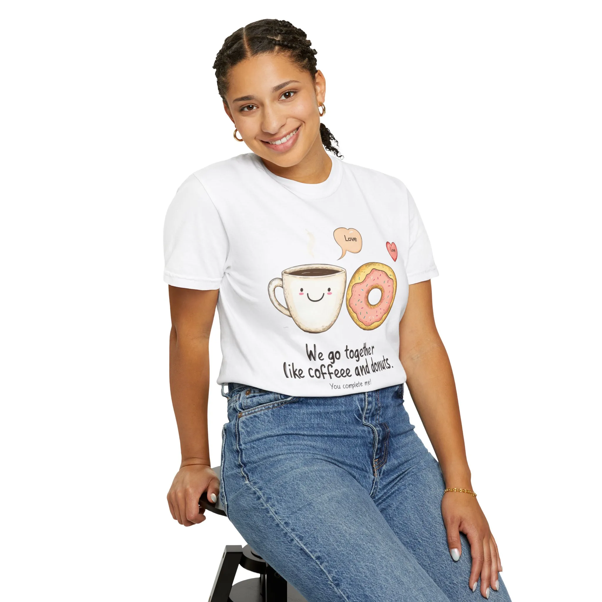 Coffee and Donuts Love Unisex T-Shirt | Cute Foodie Gift | Perfect for Valentine's Day & Everyday Wear - Image 8