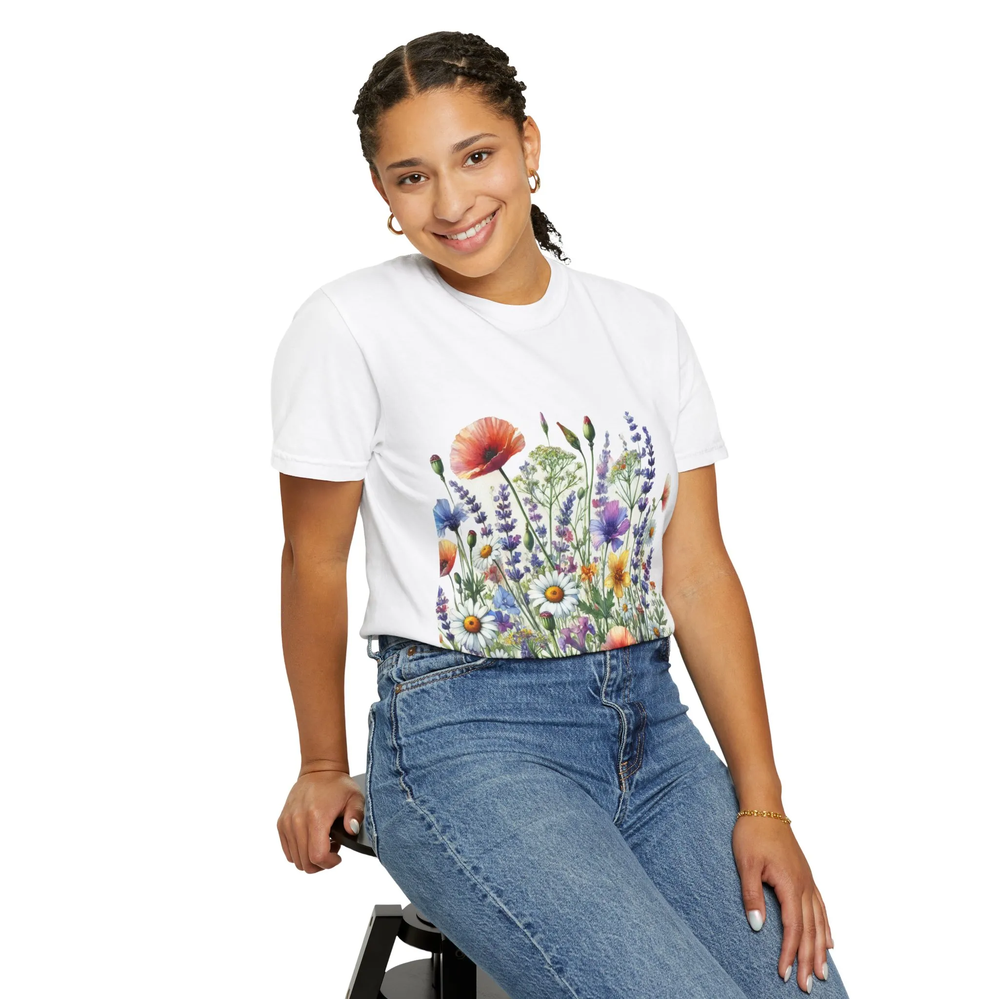 Flower Garden Unisex Garment-Dyed T-Shirt - Nature Inspired Casual Wear - Image 4