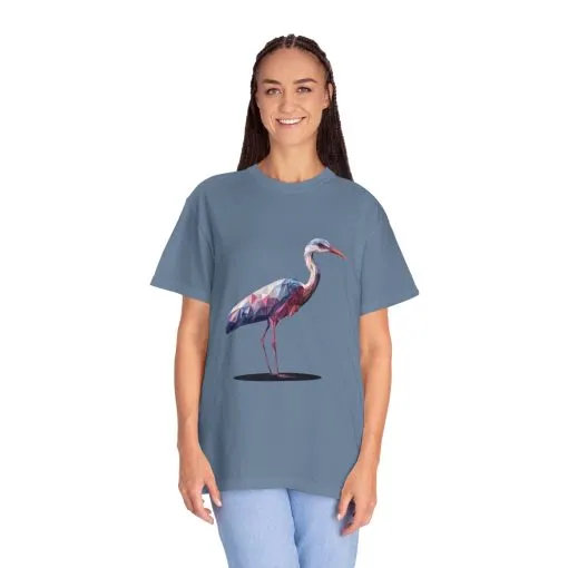 Geo Crane Unisex Garment-Dyed T-Shirt – Stylish Bird Graphic Tee for Nature Lovers - Image 28
