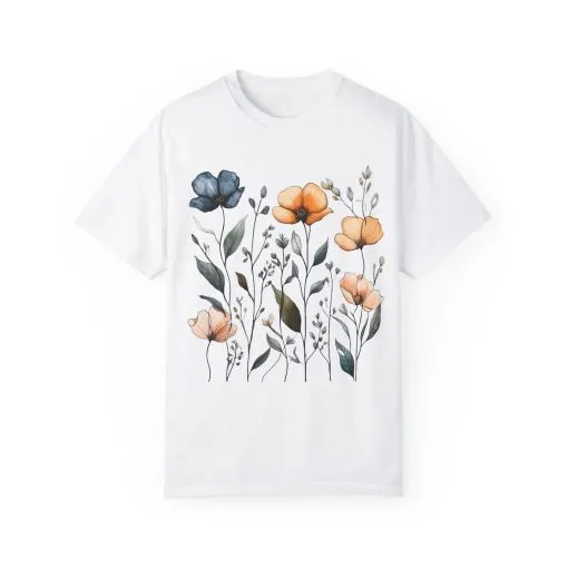 Floral Garden Unisex Garment-Dyed T-Shirt - Eco-Friendly Spring Wear - Image 2