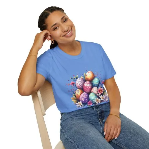 Easter Egg Floral Unisex Softstyle T-Shirt - Vibrant Spring Design - Image 40