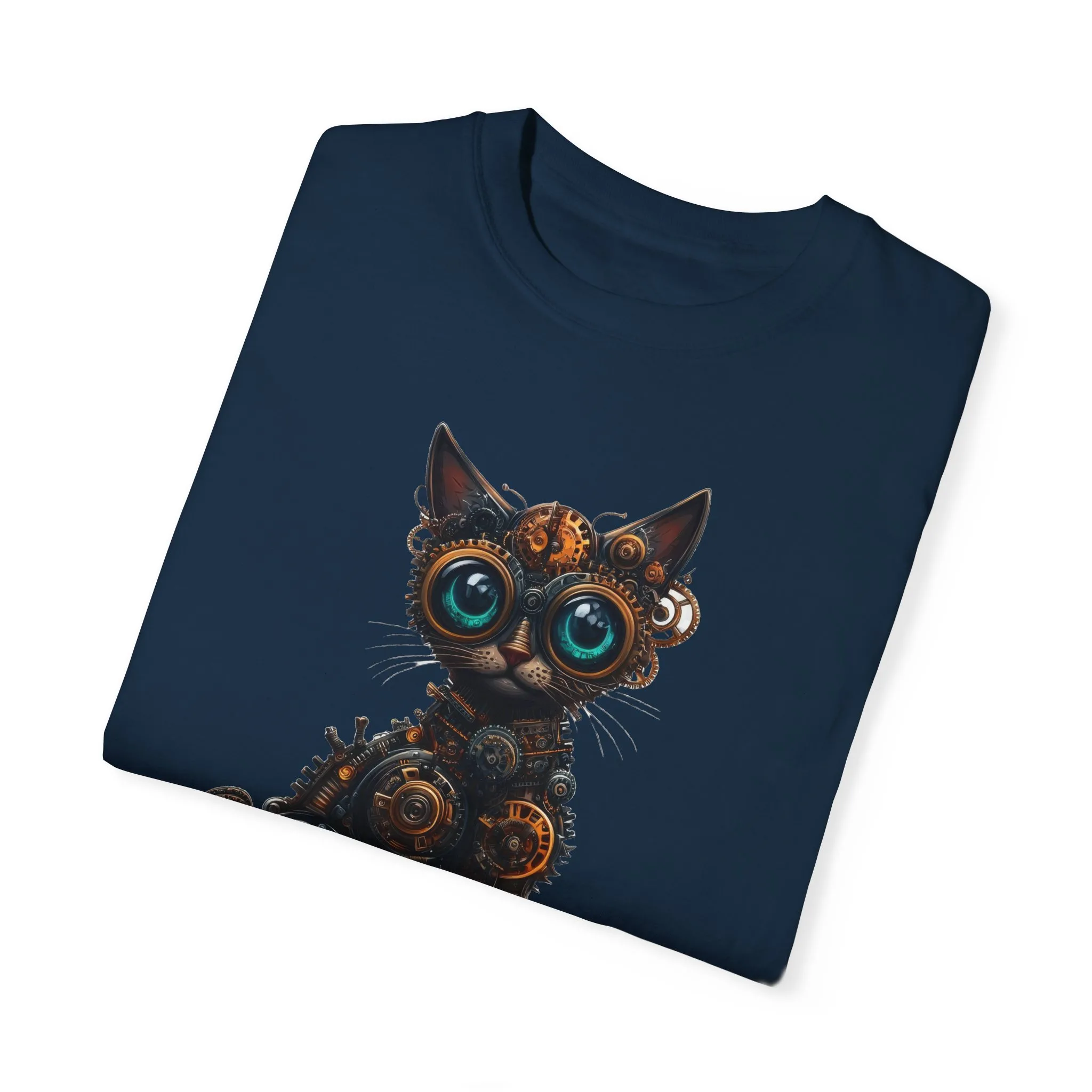 Steampunk Cat Unisex Garment-Dyed T-Shirt - Image 34