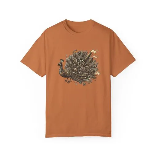 Steampunk Peacock Unisex Garment-Dyed T-Shirt - Image 13