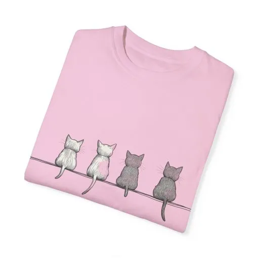 Cute Cat Sitting T-Shirt - Unisex Garment-Dyed Tee for Cat Lovers - Image 22