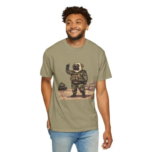 Military Pug Unisex Garment-Dyed T-Shirt - Funny Dog Graphic Tee for Pet Lovers - Image 4