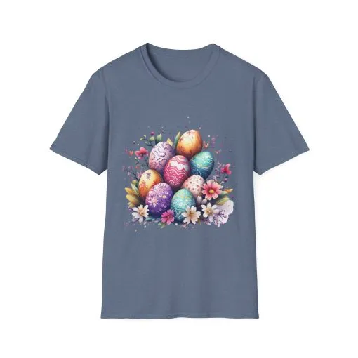 Easter Egg Floral Unisex Softstyle T-Shirt - Vibrant Spring Design - Image 41