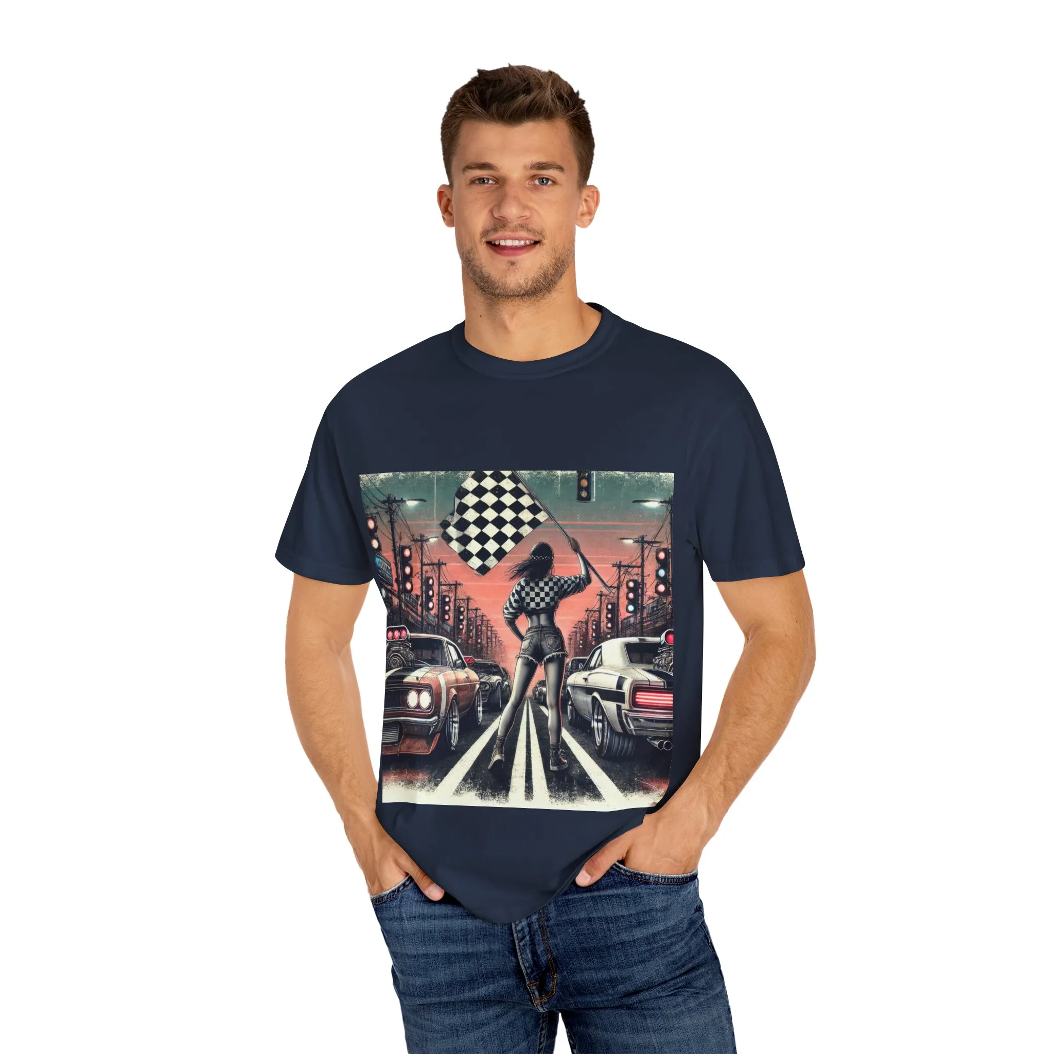 Retro Racing Flag T-Shirt - Unisex Garment-Dyed Tee for Car Enthusiasts - Image 19