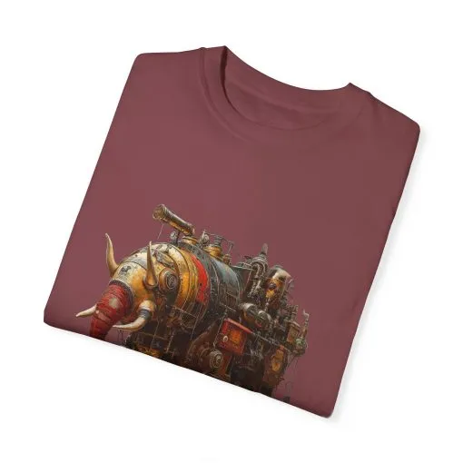 Vintage Steampunk Elephant T-Shirt - Unisex Garment-Dyed Tee - Image 26