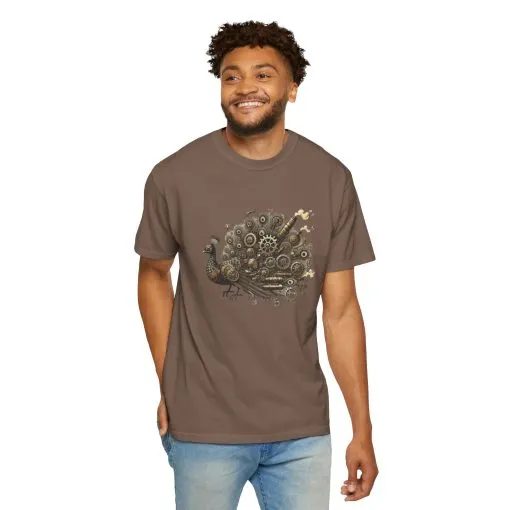 Steampunk Peacock Unisex Garment-Dyed T-Shirt - Image 24