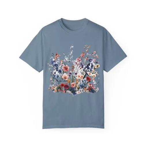 Floral Garden Unisex Garment-Dyed T-Shirt - Nature-Inspired Design - Image 21