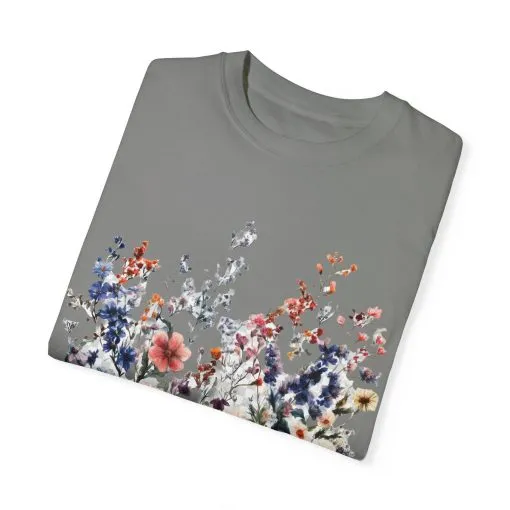 Floral Garden Unisex Garment-Dyed T-Shirt - Nature-Inspired Design - Image 18
