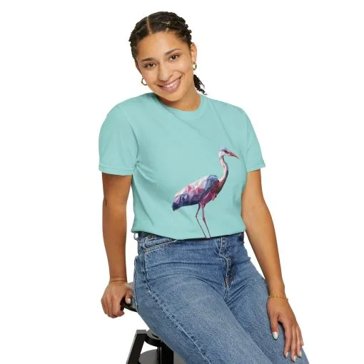 Geo Crane Unisex Garment-Dyed T-Shirt – Stylish Bird Graphic Tee for Nature Lovers - Image 14