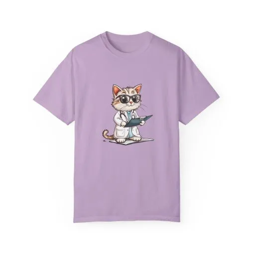 Funny Cat Doctor Unisex Garment-Dyed T-Shirt - Image 56