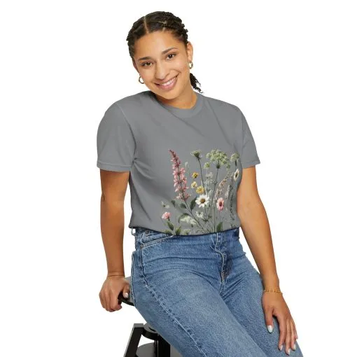 Botanical Print Unisex Garment-Dyed T-Shirt | Eco-Friendly Floral Tee for Nature Lovers - Image 16