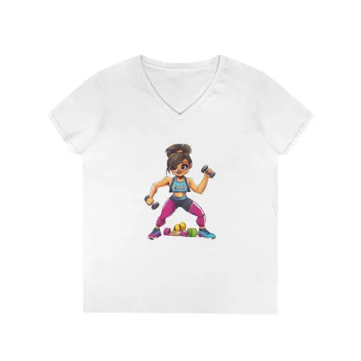 Empowered Fitness Ladies' V-Neck T-Shirt - Motivational Workout Tee - Image 3