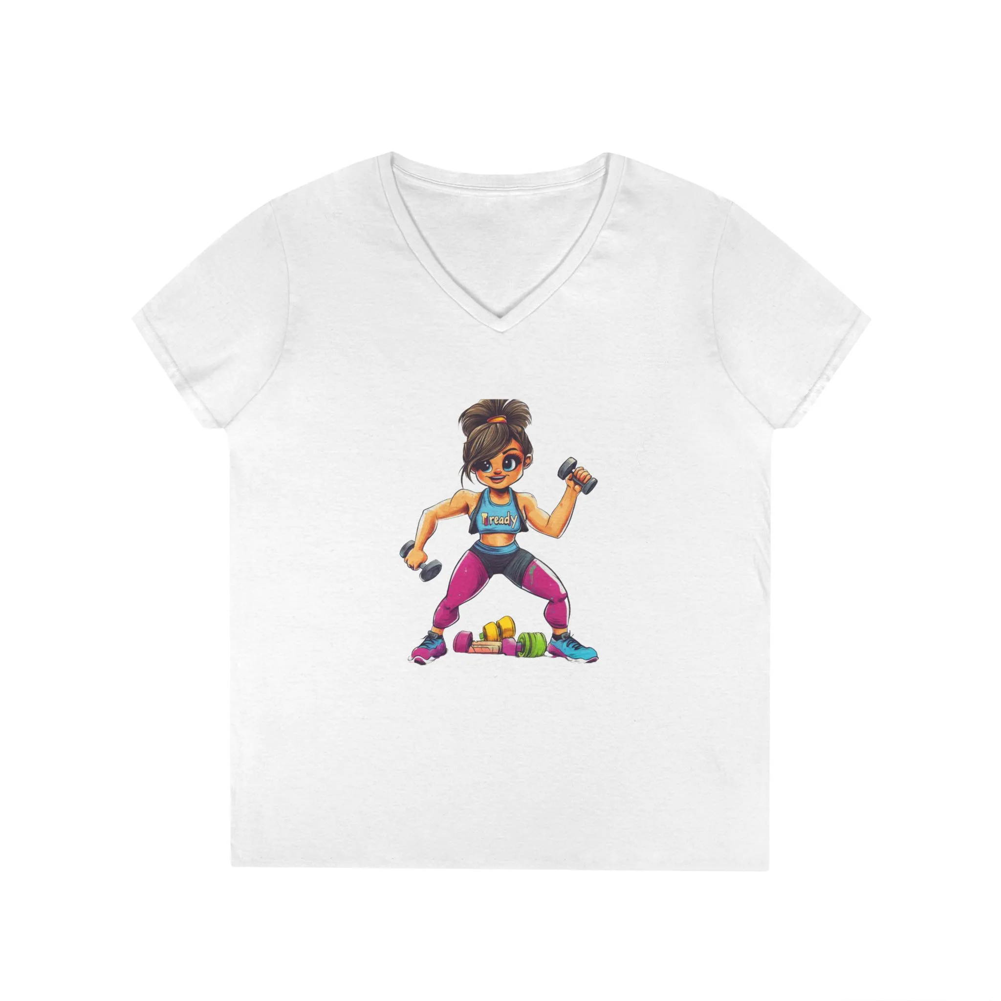 Empowered Fitness Ladies' V-Neck T-Shirt - Motivational Workout Tee - Image 3