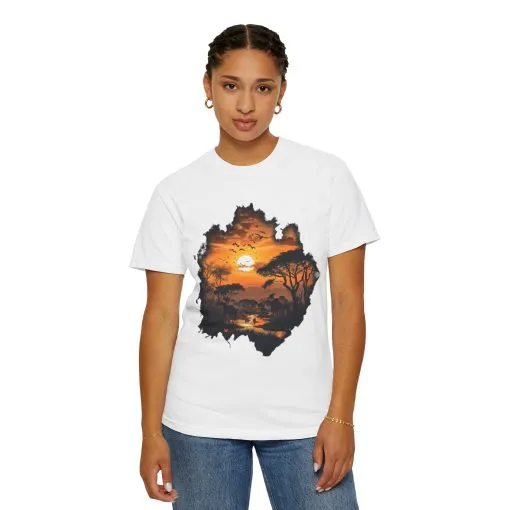 Sunset Safari Unisex Garment-Dyed T-shirt - Nature Inspired Graphic Tee - Image 8