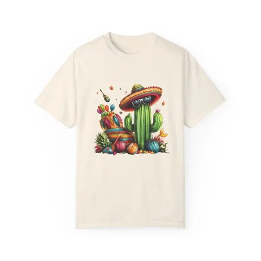 Vibrant Cactus Fiesta T-Shirt - Unisex Garment-Dyed Tee for Summer Celebrations