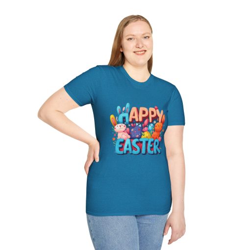 Happy Easter Unisex Softstyle T-Shirt - Fun Spring Bunny Design - Image 44