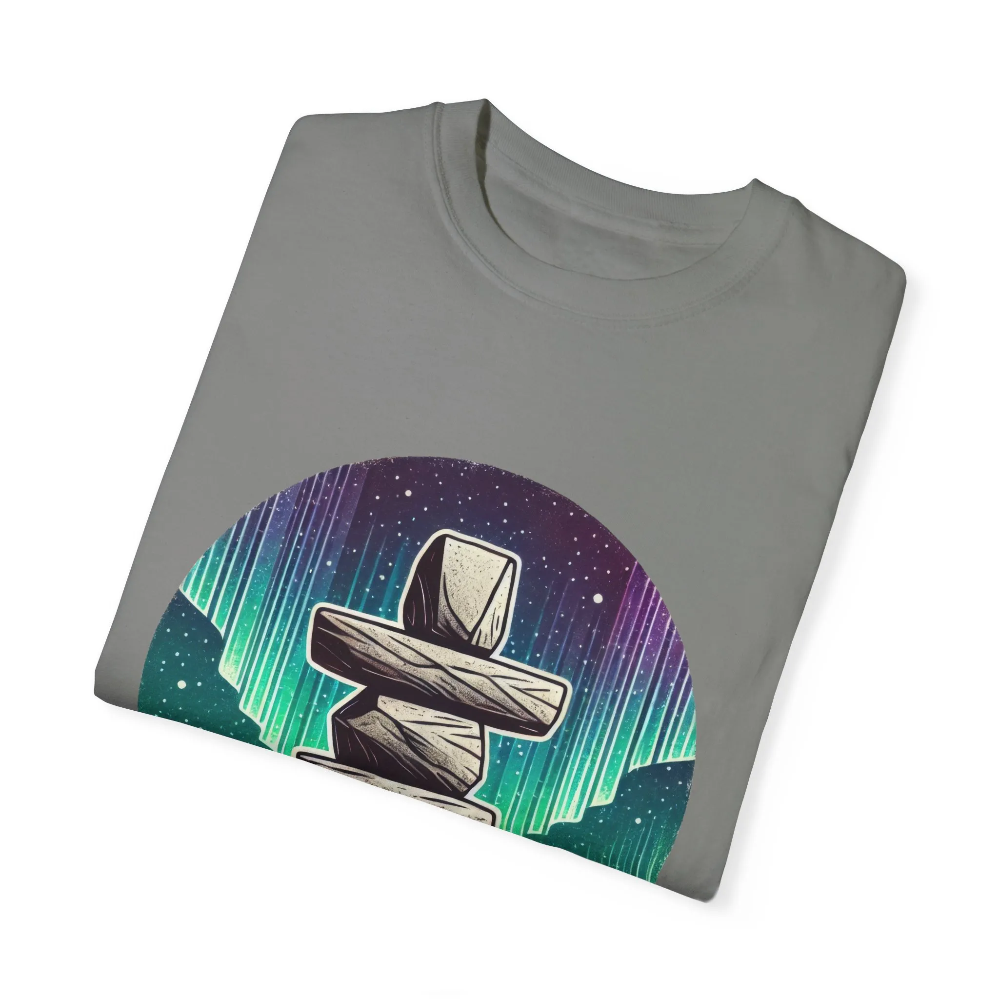 Northern Lights Stone Cairn Unisex Garment-Dyed T-Shirt - Image 30