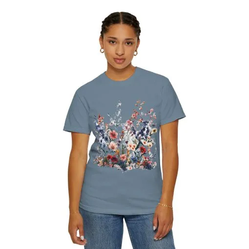 Floral Garden Unisex Garment-Dyed T-Shirt - Nature-Inspired Design - Image 23