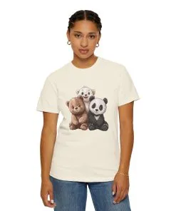 Adorable Bear and Panda Friends Unisex Garment-Dyed T-Shirt