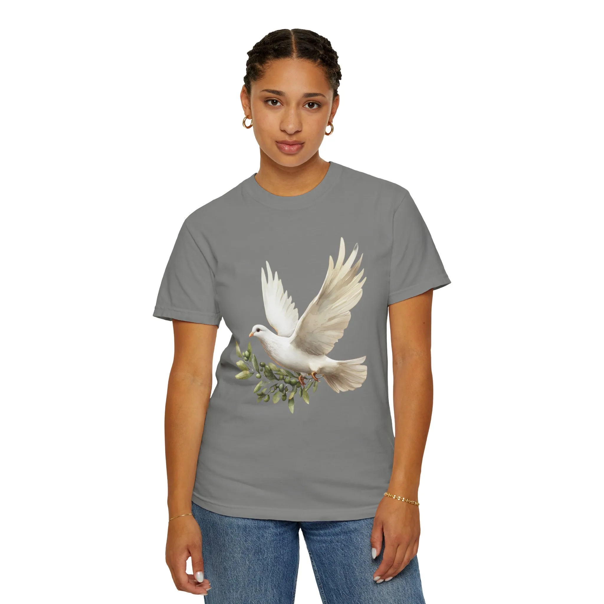 Serene Dove Unisex Garment-Dyed T-Shirt - Peaceful Nature Design - Image 4