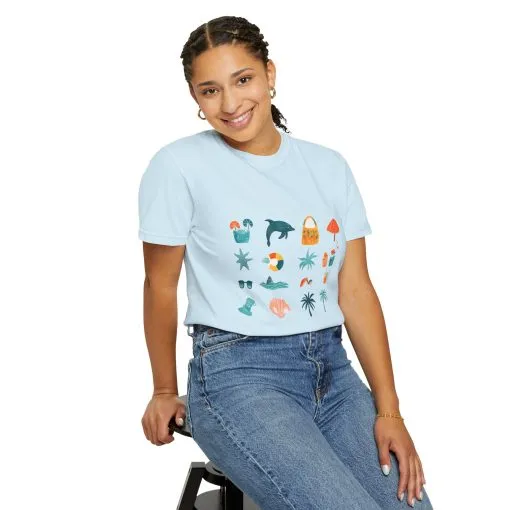 Tropical Vibes Unisex Garment-Dyed T-Shirt | Beach Life Design - Image 24