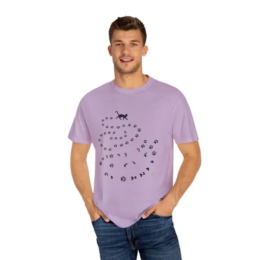 Whimsical Cat and Paw Print T-Shirt for Animal Lovers - Image 27