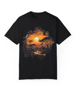 Sunset Safari Unisex Garment-Dyed T-shirt - Nature Inspired Graphic Tee