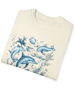 Sustainable marine life t-shirt with detailed ocean artwork