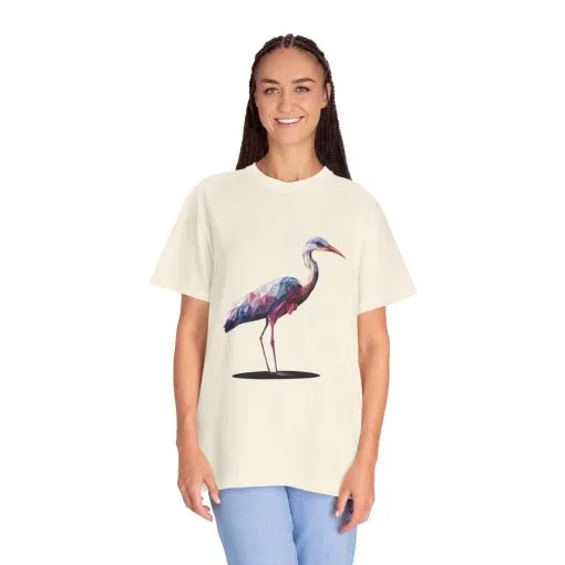 Geo Crane Unisex Garment-Dyed T-Shirt – Stylish Bird Graphic Tee for Nature Lovers - Image 8