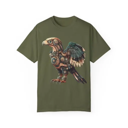 Steampunk Mechanical Bird Unisex Garment-Dyed T-Shirt - Image 33