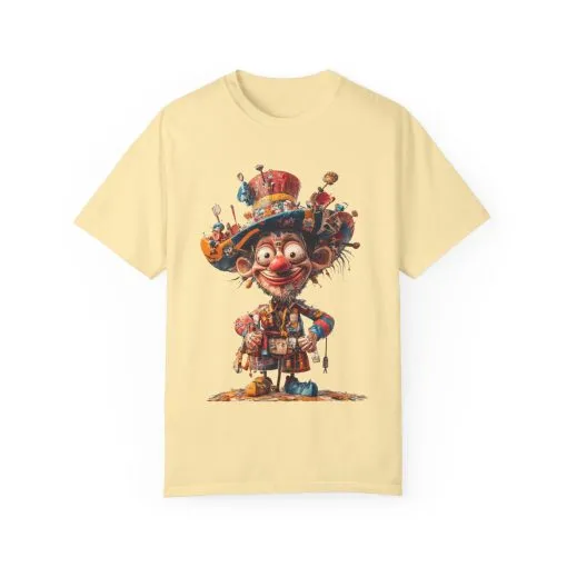 Whimsical Artist Unisex Garment-Dyed T-Shirt - Colorful Character Design