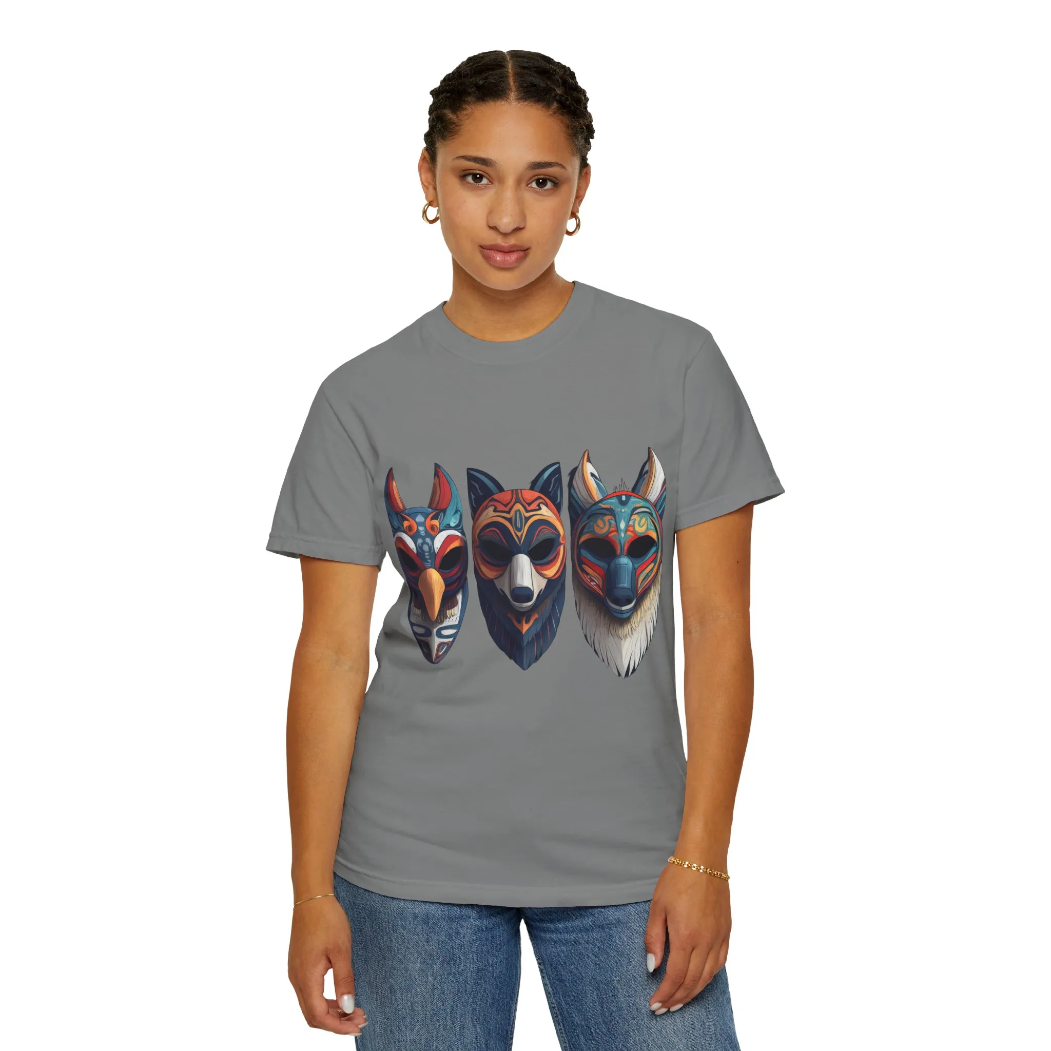 Tribal Mask Unisex Garment-Dyed T-Shirt | Artistic & Colorful Graphic Tee - Image 12