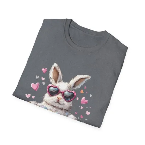 Cute Bunny Easter T-Shirt - Unisex Softstyle Tee with Colorful Egg Design - Image 4