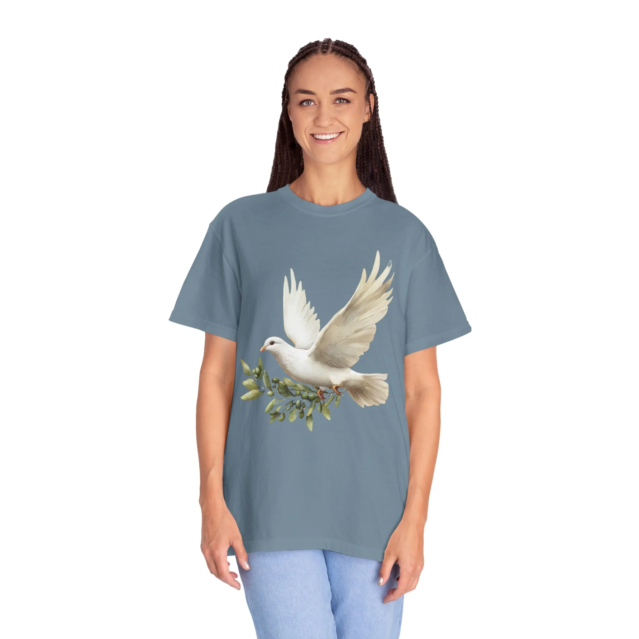 Serene Dove Unisex Garment-Dyed T-Shirt - Peaceful Nature Design - Image 27