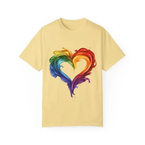 Pride Heart Unisex Garment-Dyed T-shirt - Colorful Rainbow Design for LGBTQ+ Celebration - Image 17