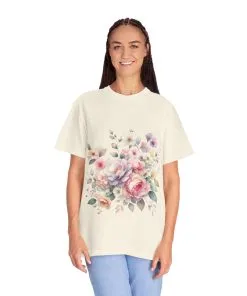 Floral Bliss Unisex Garment-Dyed T-Shirt – Perfect for Spring Celebrations and Everyday Wear