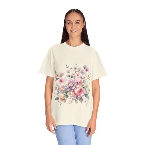 Floral Bliss Unisex Garment-Dyed T-Shirt – Perfect for Spring Celebrations and Everyday Wear