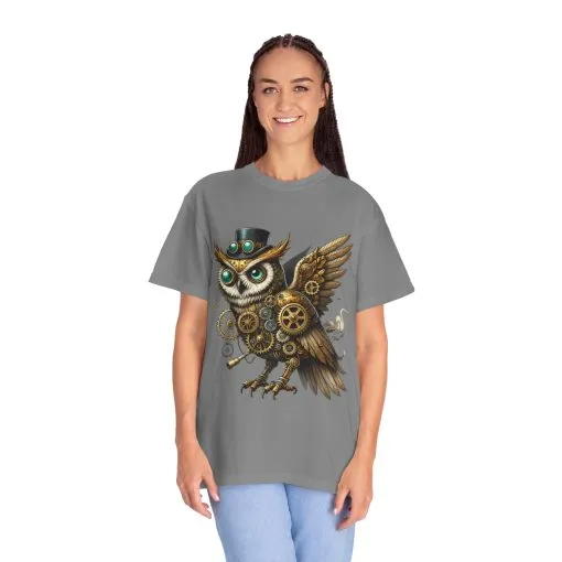 Steampunk Owl Unisex Garment-Dyed T-Shirt - Image 20